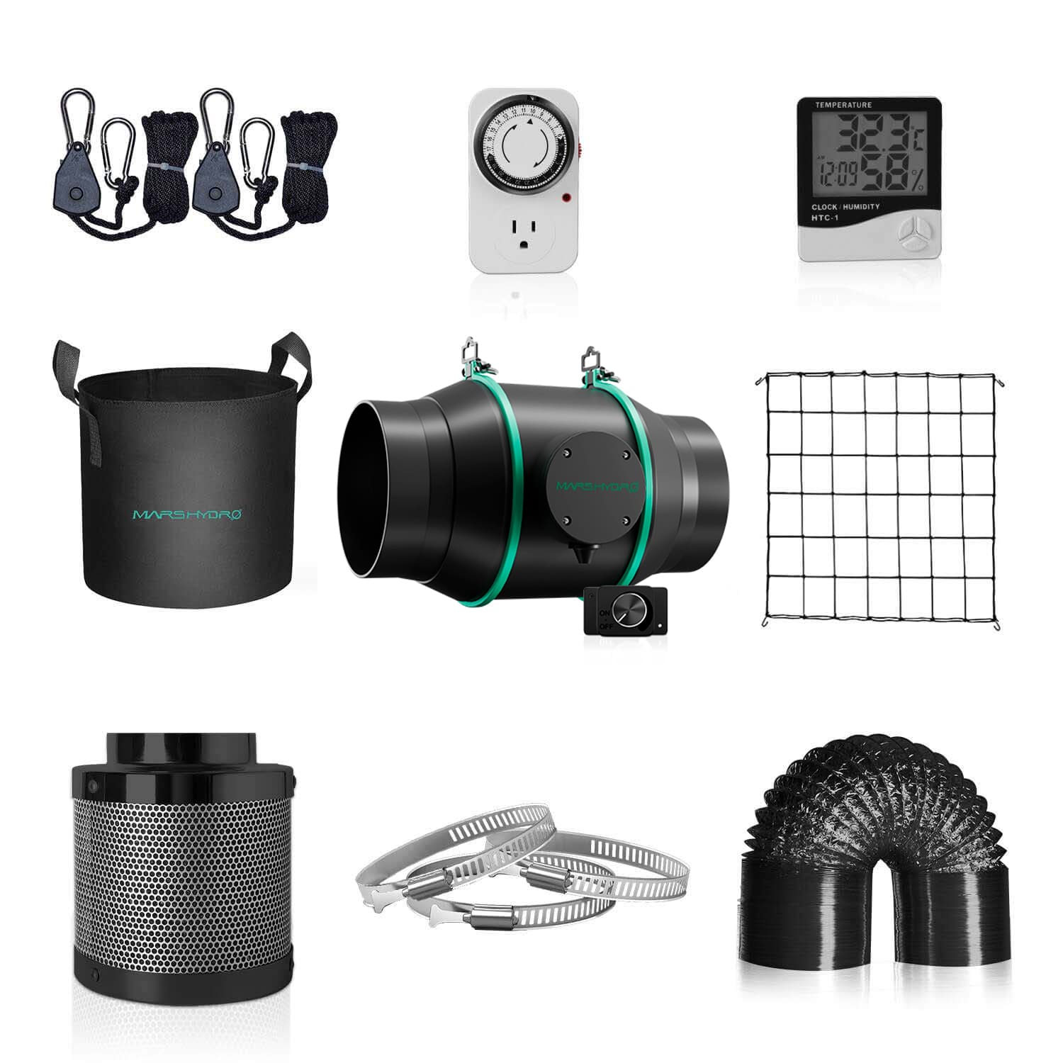 Kits de Ventilateur en Ligne Mars Hydro 6″ (150 mm) avec Contrôleur de Vitesse