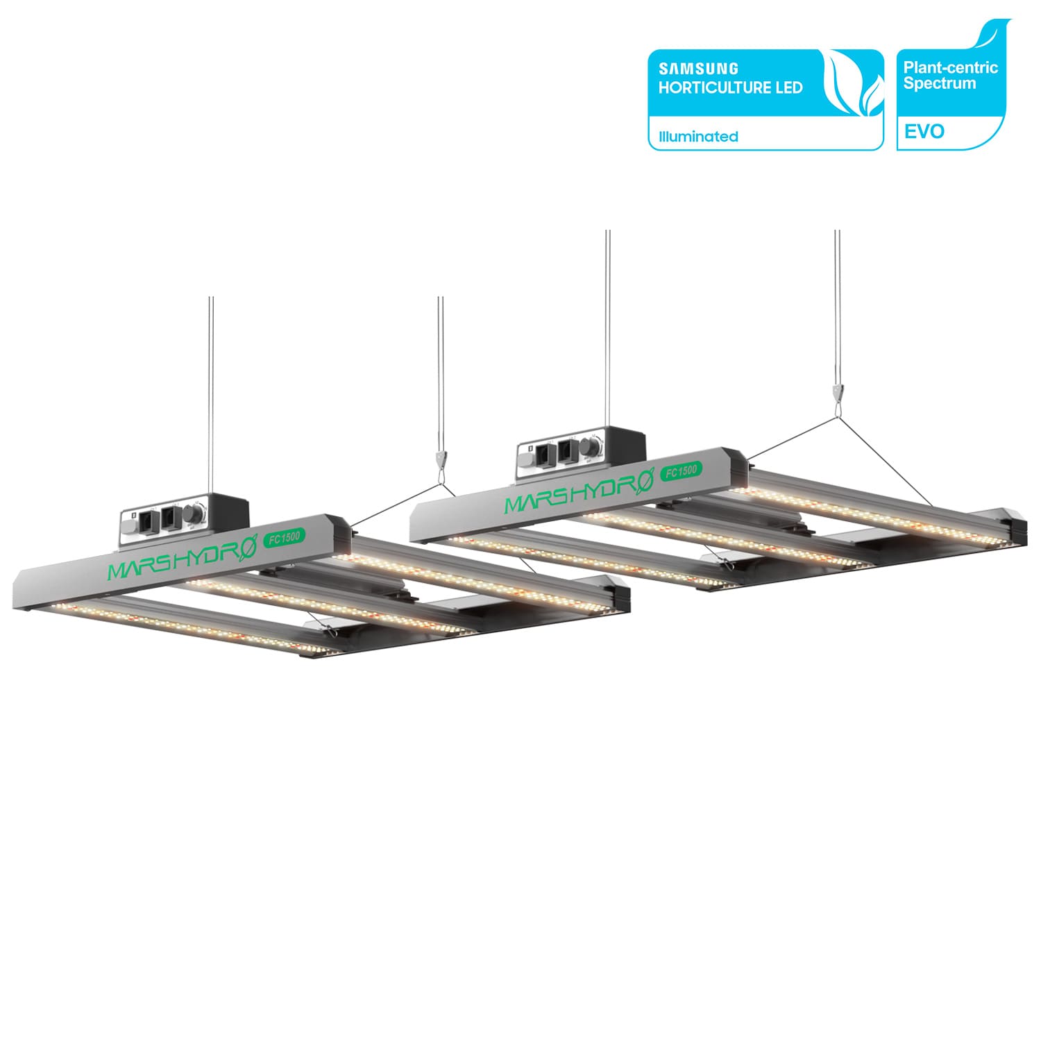 (2 Packung) NEUE VERSION Mars Hydro FC 1500-EVO Samsung EVO 150W LED Pflanzenlampe Volles Spektrum dimmbar Lamp für 120X60cm Grow Box Gemüse & Blume