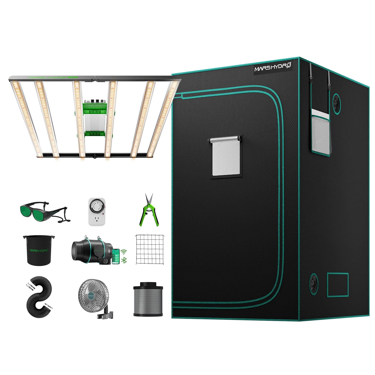 Mars Hydro FC-E4800 +120x120x200cm Grow-Zelt & 6“ iFresh Fan Kits