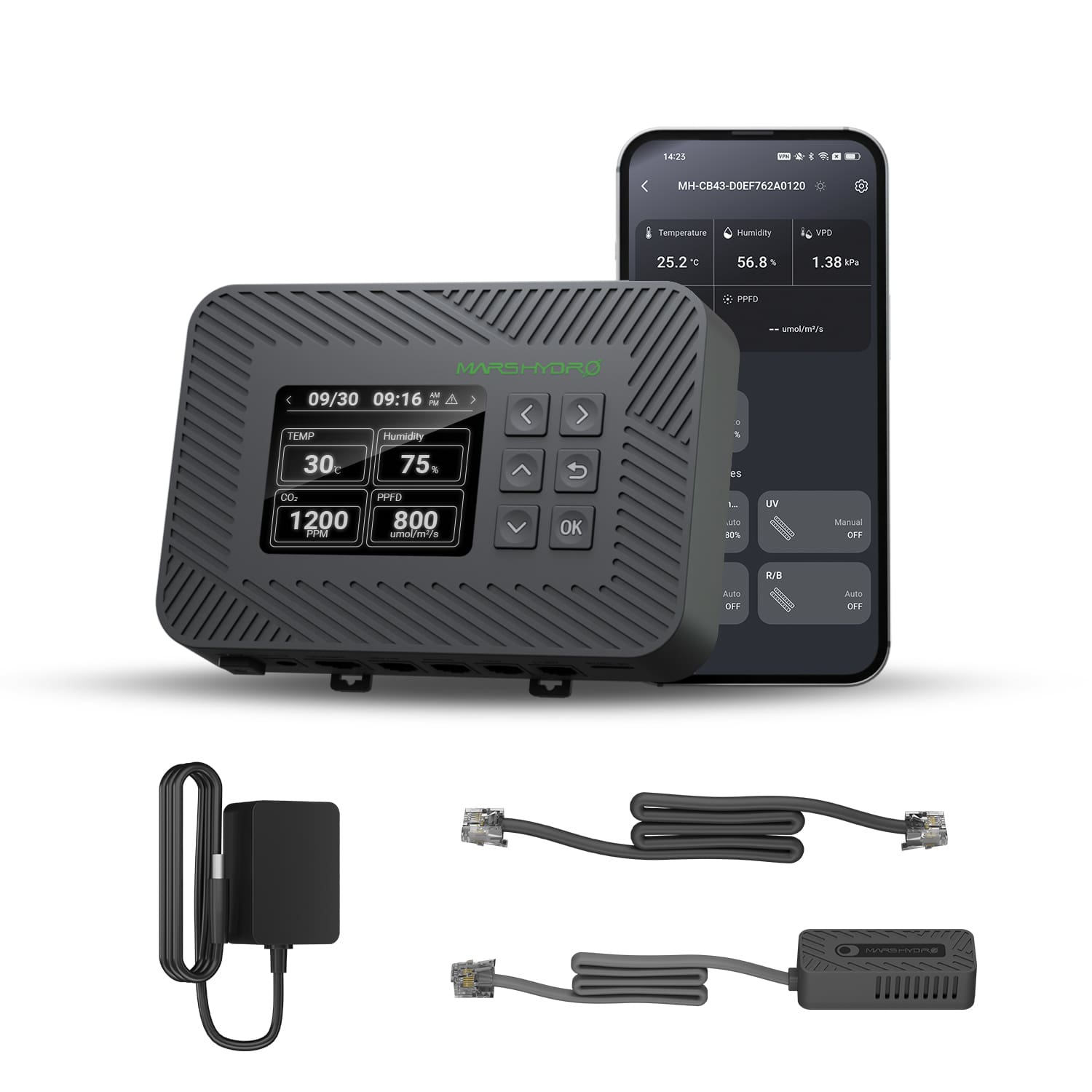 Mars Hydro Controller 43 Smart Environmental Control System mit Temperatur/Luftfeuchtigkeit/Licht 3-in-1-Sensor