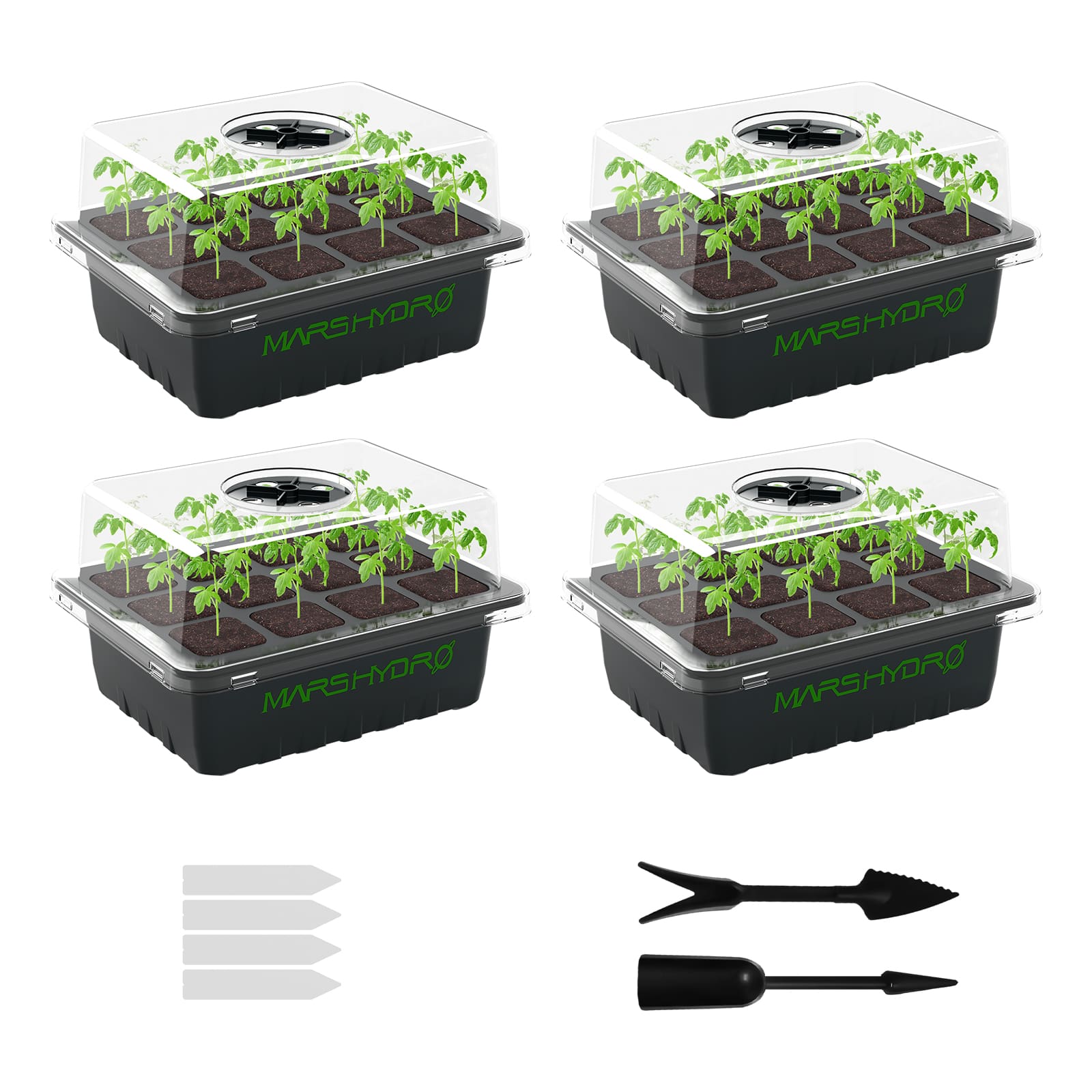 (4 Pack) Mars Hydro NEW Seed Starting Trays for Seed Starting Propagation Cloning Plants