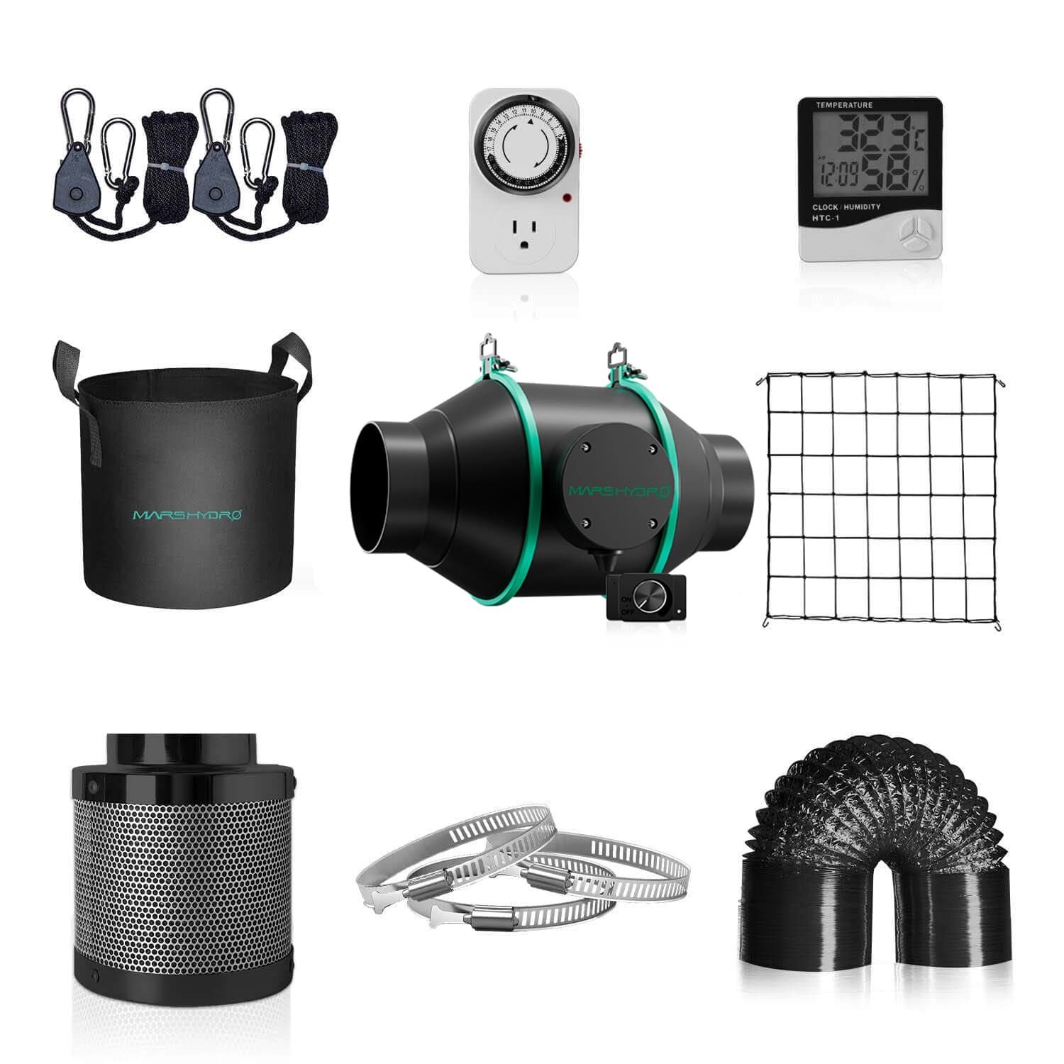 Kits de ventilateurs de conduit en ligne Mars Hydro 4″ (100 mm) avec contrôleur de vitesse